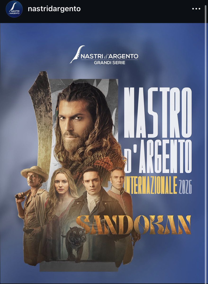 CanYamanNewsInt's tweet photo. ♦️Nastri d’Argento - #Sandokan series wins surprising International Nastro d’Argento for Grand Serie 2026.

A visual and narrative excellence brought to life by the immersive direction of Jan Maria Michelini and Nicola Abbatangelo, combined with the compelling writing of Alessandro Sermoneta, Davide Lantieri, and Scott Rosenbaum, perfectly enhancing the performances of an exceptional international cast led by #CanYaman, Alanah Bloor, Alessandro Preziosi, and Ed Westwick, alongside Madeleine Price, Owen Teale, and John Hannah.

This spectacular Rai event – ​​a Lux Vide production in collaboration with Rai Fiction and produced by Luca Bernabei – will be awarded in Riccione during the new edition of the Italian Global Series Festival 2026 in Rimini and Riccione (3-11th July 2026)