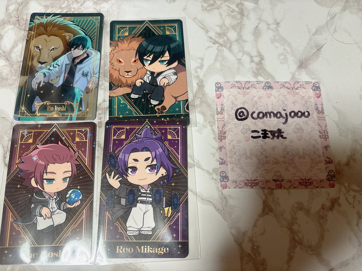 comajooo's tweet photo. 【交換】ブルーロック　ブルロ　アトレ　運命の一枚　特典カード

【譲】凛・玲王・冴

【求】等身 士道

郵送希望です🌷
検索からでもお気軽にお声かけください🥰 https://t.co/LJ88WBf8lU