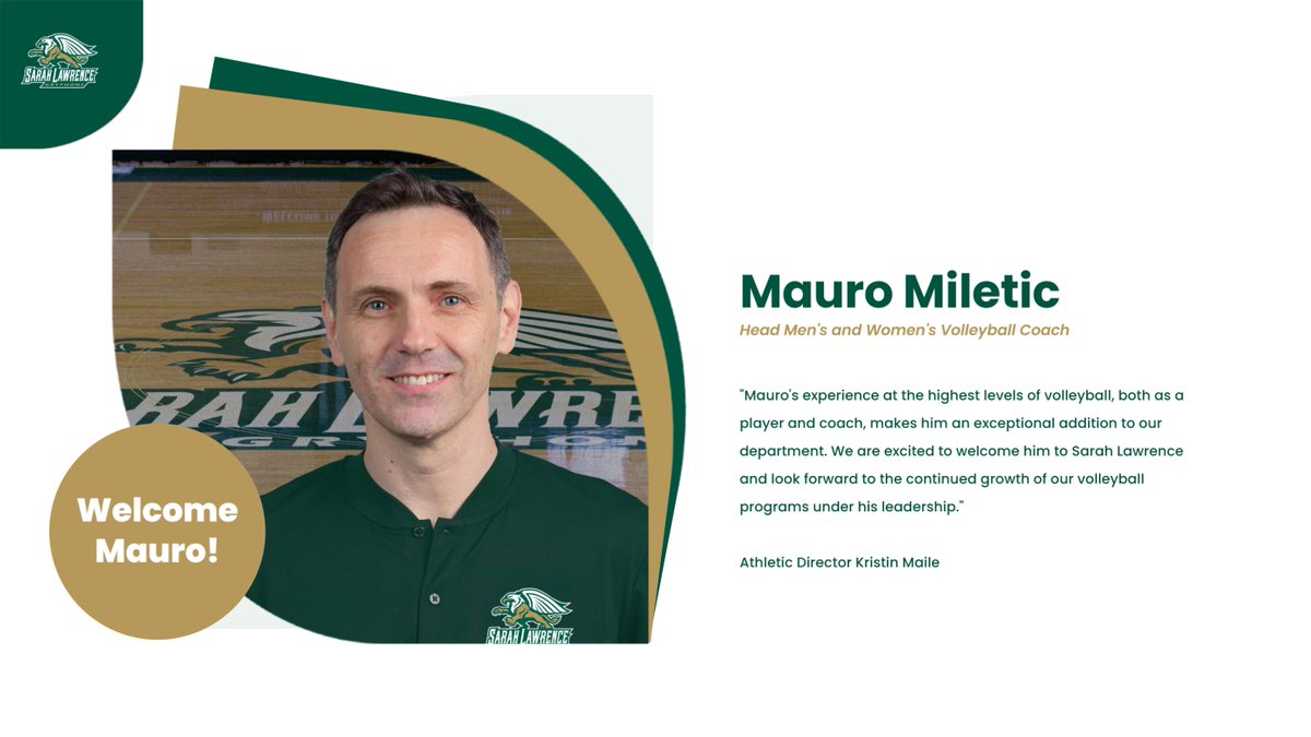 SLCGryphons's tweet photo. 🏐 SLC Athletics welcomes Mauro Miletic as our new Head Men's &amp; Women's Volleyball Coach!

A former professional player and Division I head coach, Miletic brings a wealth of experience to the Gryphons.

📰 Full story: https://t.co/C5w6G2fa1W

#GoGryphons #StrengthAndIntelligence https://t.co/FGXjvYV0Mu