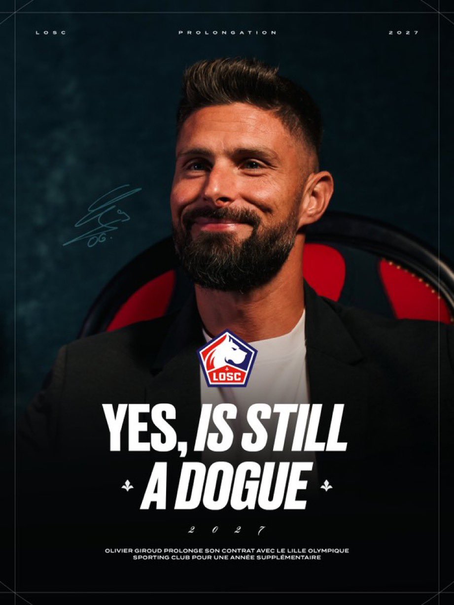 🚨🚨 OFFICIEL ! OLIVIER GIROUD 🇫🇷 PROLONGE D’UN AN AVEC LE LOSC !!!! ❤️🤍...
