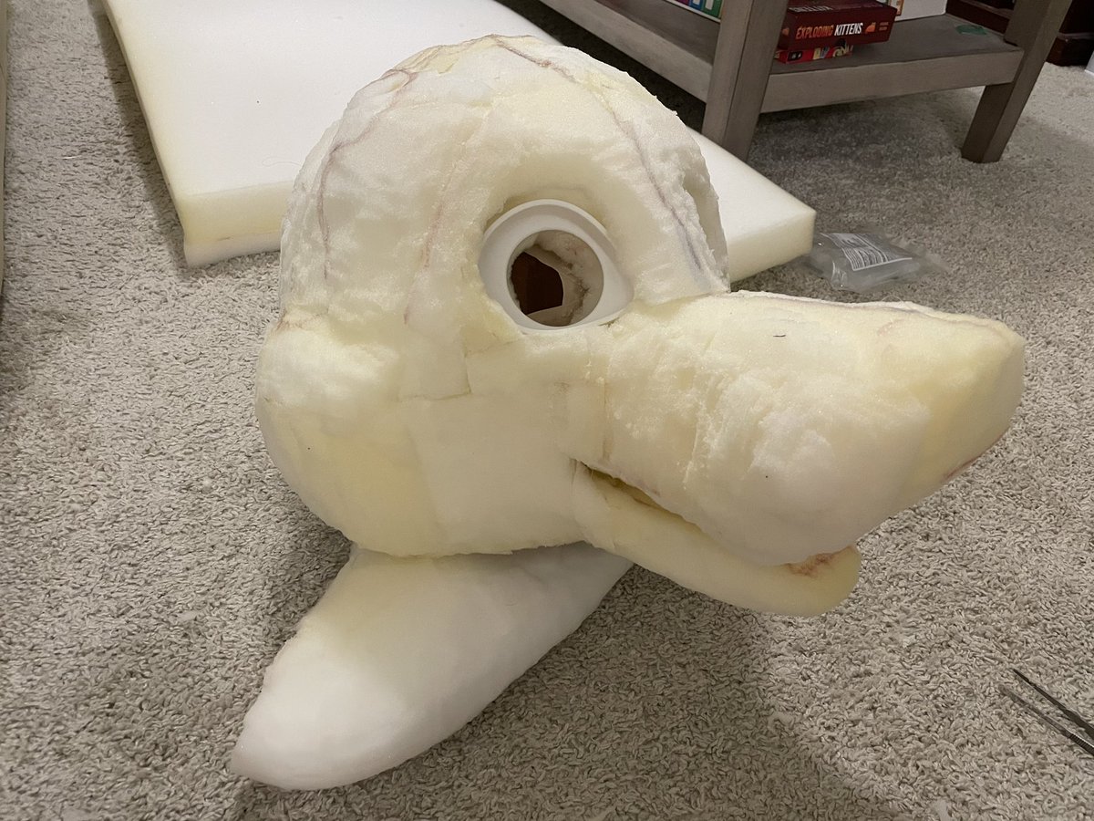 YonekYote's tweet photo. Dhole 2.0 progress
Still need to iron out a few asymmetries 
That’s the hardest part of carving a head
#furry #fursuit https://t.co/vVaiV7xMT4