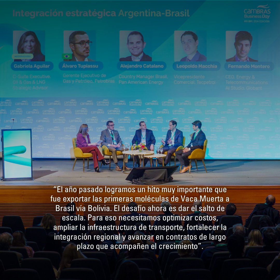 Tecpetrol's tweet photo. Leopoldo Macchia, Chief Commercial Officer de Tecpetrol, participó de #CAMBRASBusinessDay2026 y compartió su visión sobre las oportunidades que tiene Vaca Muerta 🇦🇷 para seguir impulsando la integración energética regional y fortalecer el abastecimiento de gas en Sudamérica. https://t.co/dAxiiqKZMu