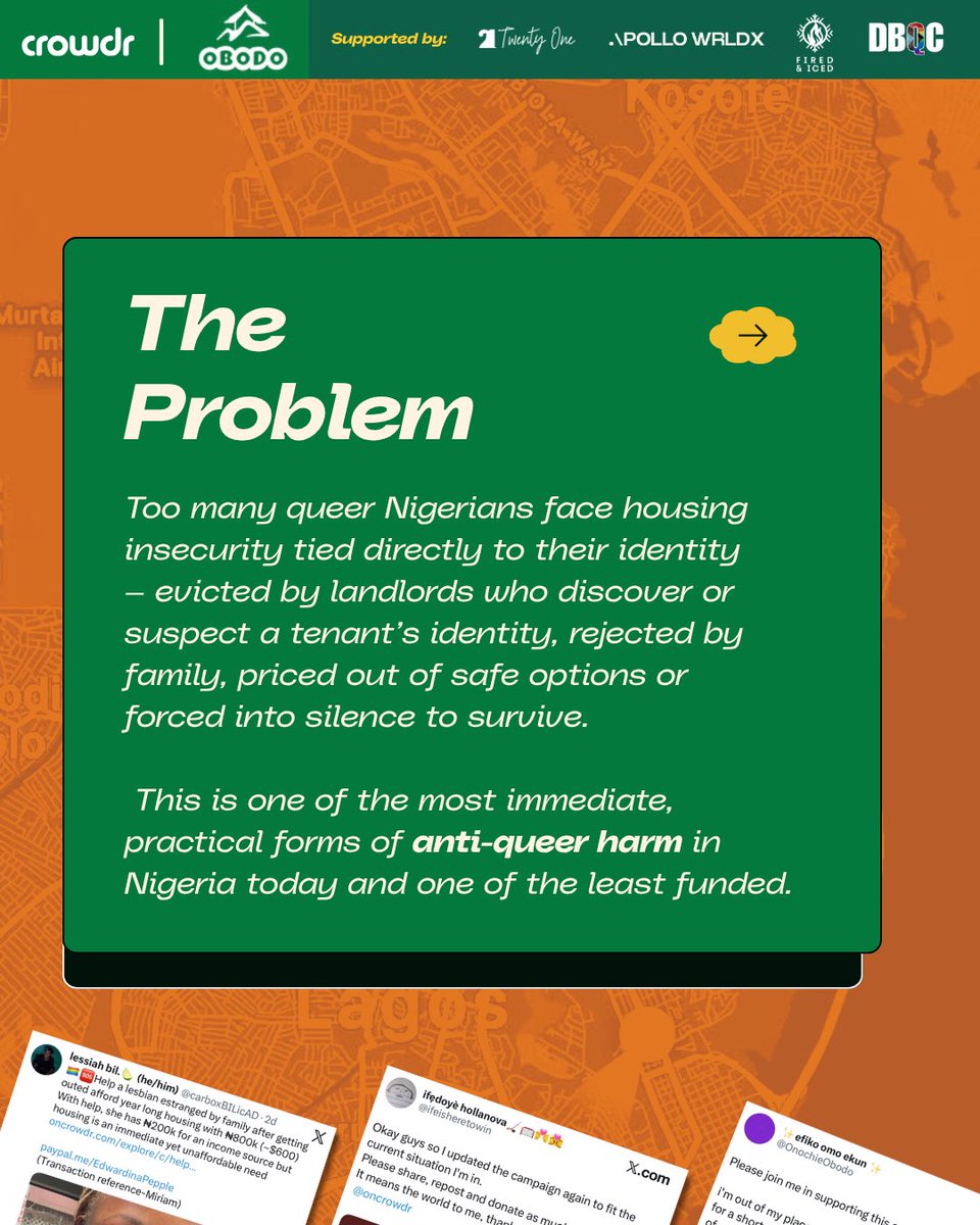 oncrowdr's tweet photo. This #PrideMonth, Crowdr and Obodo (@obodo_nigeria) are launching a Queer Housing Fund campaign, supporting LGBTQ+ Nigerians facing housing insecurity.

Learn more and donate 🌈
https://t.co/DbiByqynLs https://t.co/Zt7bisT5Wx
