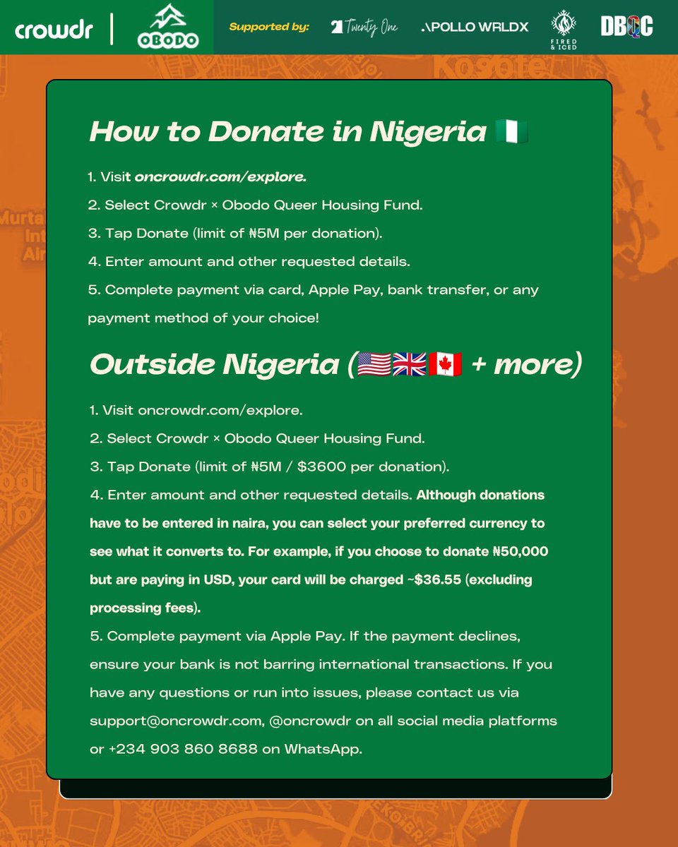 oncrowdr's tweet photo. How to donate in Nigeria and beyond 🏡🏳️‍🌈 https://t.co/2xGWkeZYAg