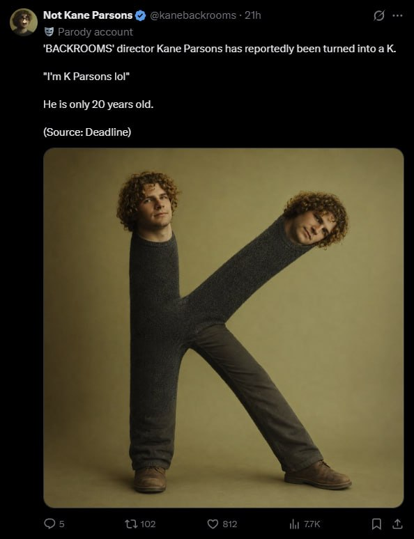 Superdev76's tweet photo. Some tweets from the main acc @kanebackrooms are lowk going viral too

And theres still tweets every minute

Easily the biggest meme out rn. Send it https://t.co/Zz3hiNQOt6