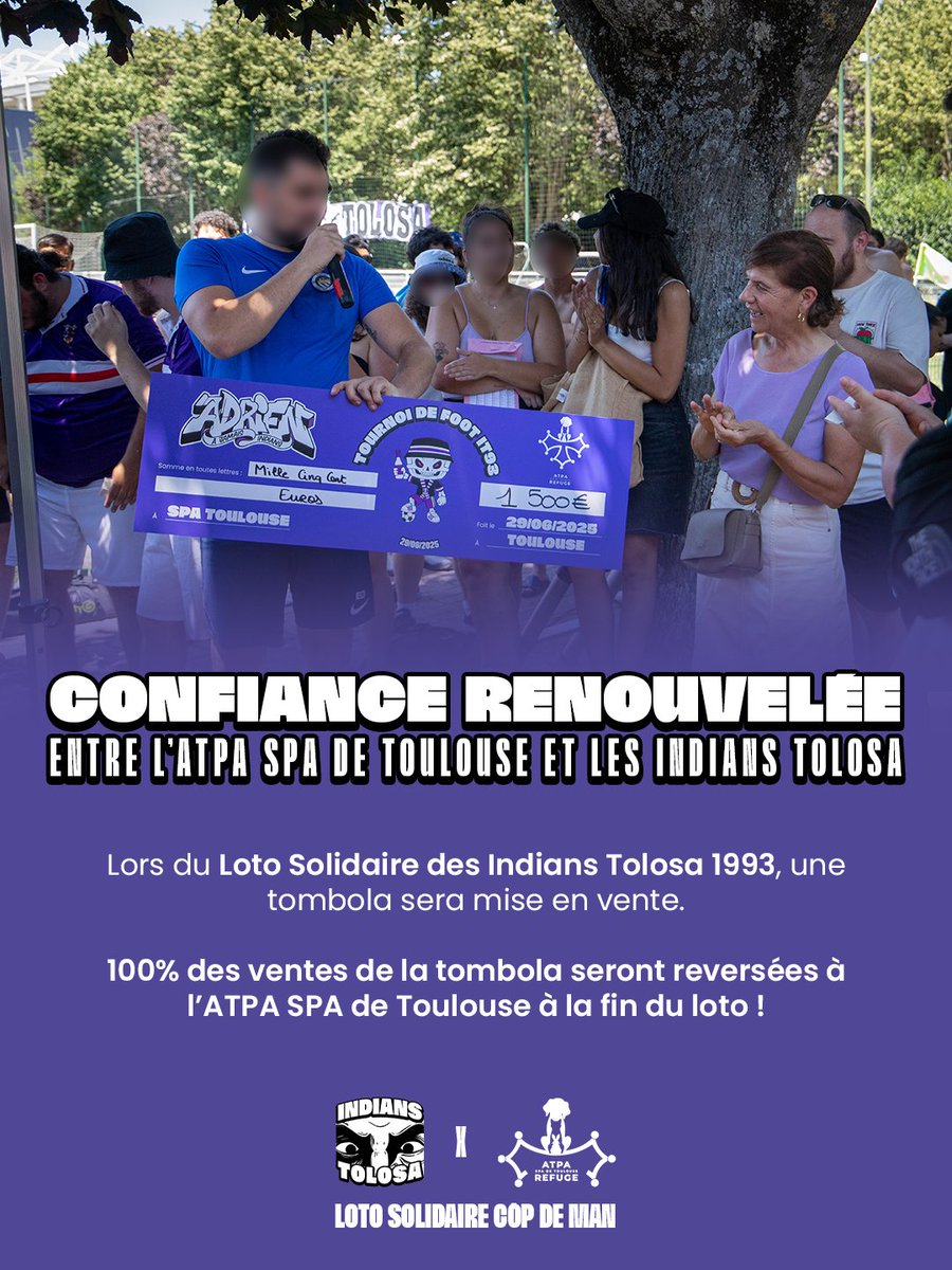 Indians_Tolosa's tweet photo. Le premier loto solidaire de notre branche Còp de Man approche à grands pas.

Une grande tombola aura lieu ce jour-là en faveur de l'ATPA SPA de Toulouse.

On vous attend avec impatience !

Préventes : https://t.co/AvKTsd0Amt https://t.co/0xSpBGYvIC