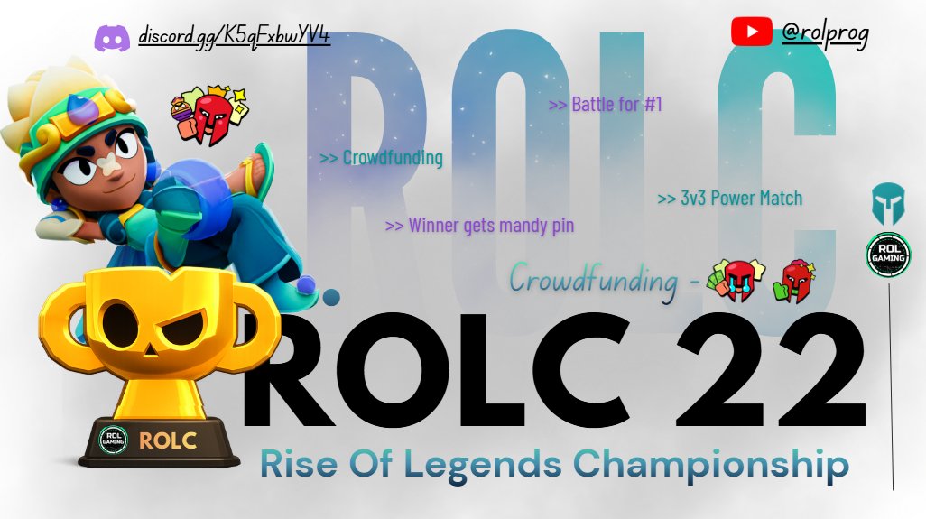 rolgaming_'s tweet photo. 🏆 ROL Championship 21 🔥

Bronze @matcherino tournament: 
🕗 | June 9th, 8pm IST 
💰 | Prize: Crowdfunding + Mandy Winner Pin  
🌏 | AP/india (Mumbai Server)

Register Now:  https://t.co/4QLIWmuLVS

#BrawlStars #matcherino https://t.co/kRp7bguXma