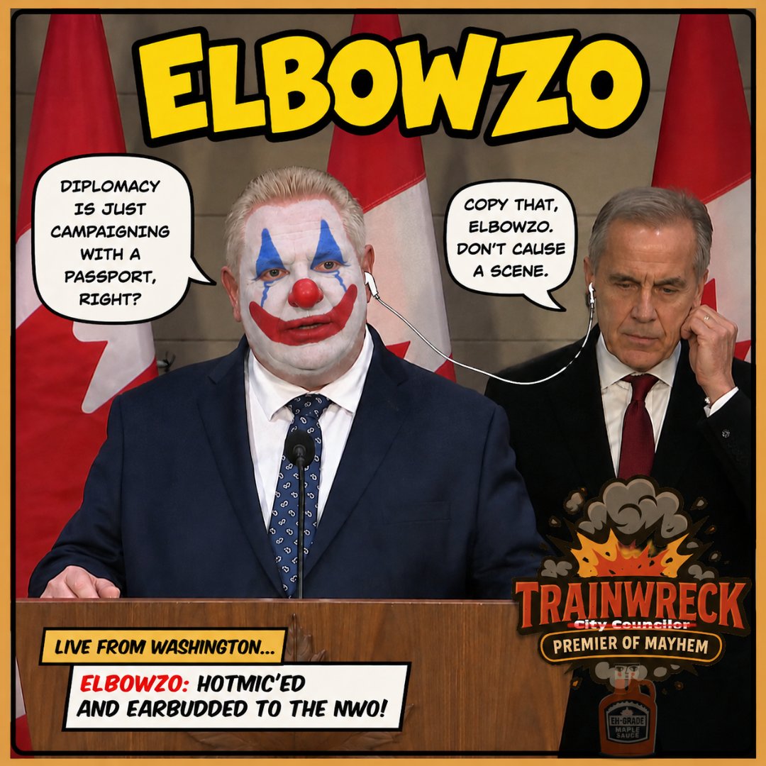 TheMapleSauce's tweet photo. @brianlilley Washington wanted a negotiator. Canada dispatched its hot-mic'd clown with connections to the coward behind the curtain, Banada's Carneyval Master. #banada #carneyval #eblowzo
@fordnation https://t.co/WTcRs6wZPE