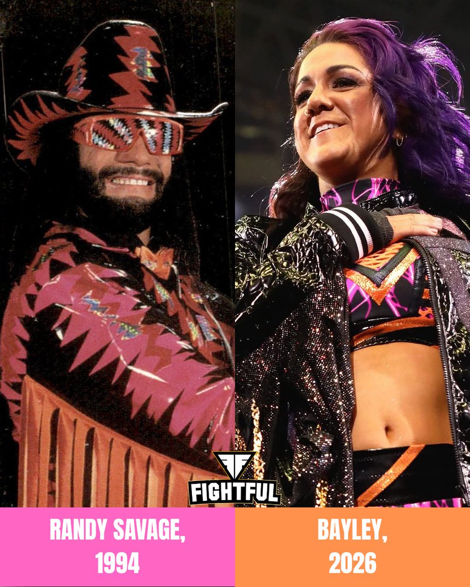 Fightful's tweet photo. Bayley's gear that she wore at AAA Noche de Los Grandes was inspired by Macho Man Randy Savage. https://t.co/t5BTgWa8up