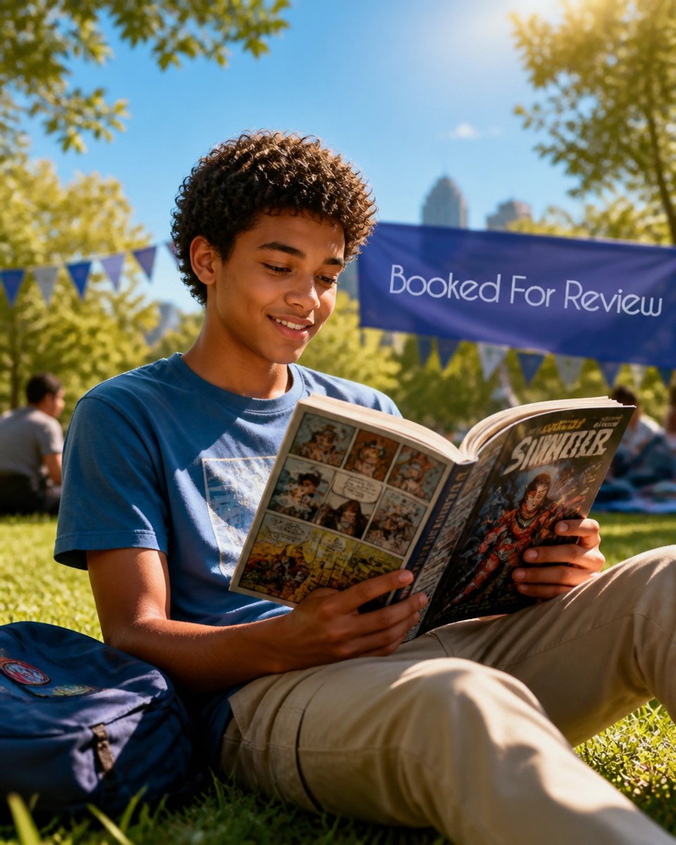 BookedForReview's tweet photo. Stop the 'summer slide' with a secret weapon: graphic novels! 📚 Skeptical? They're real books that keep reluctant readers engaged through visual storytelling. At Booked for Review, we support every reading level. Let’s make summer reading fun! ✨ #SummerReading https://t.co/P8H6TqVqFb