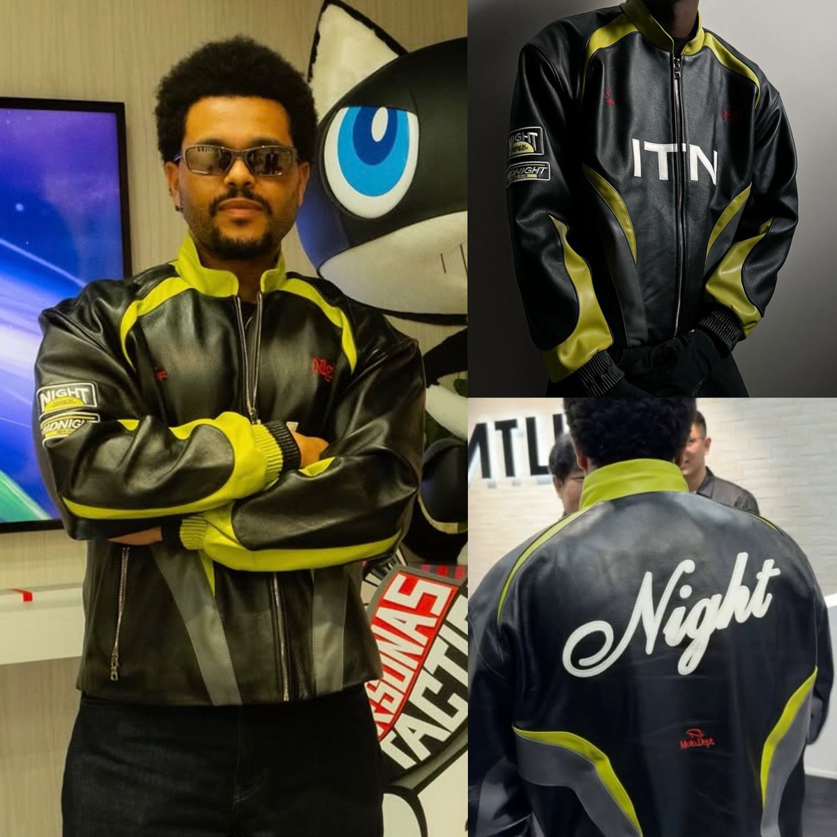 The Weeknd wearing a Night Lab NL25H leather moto jacket