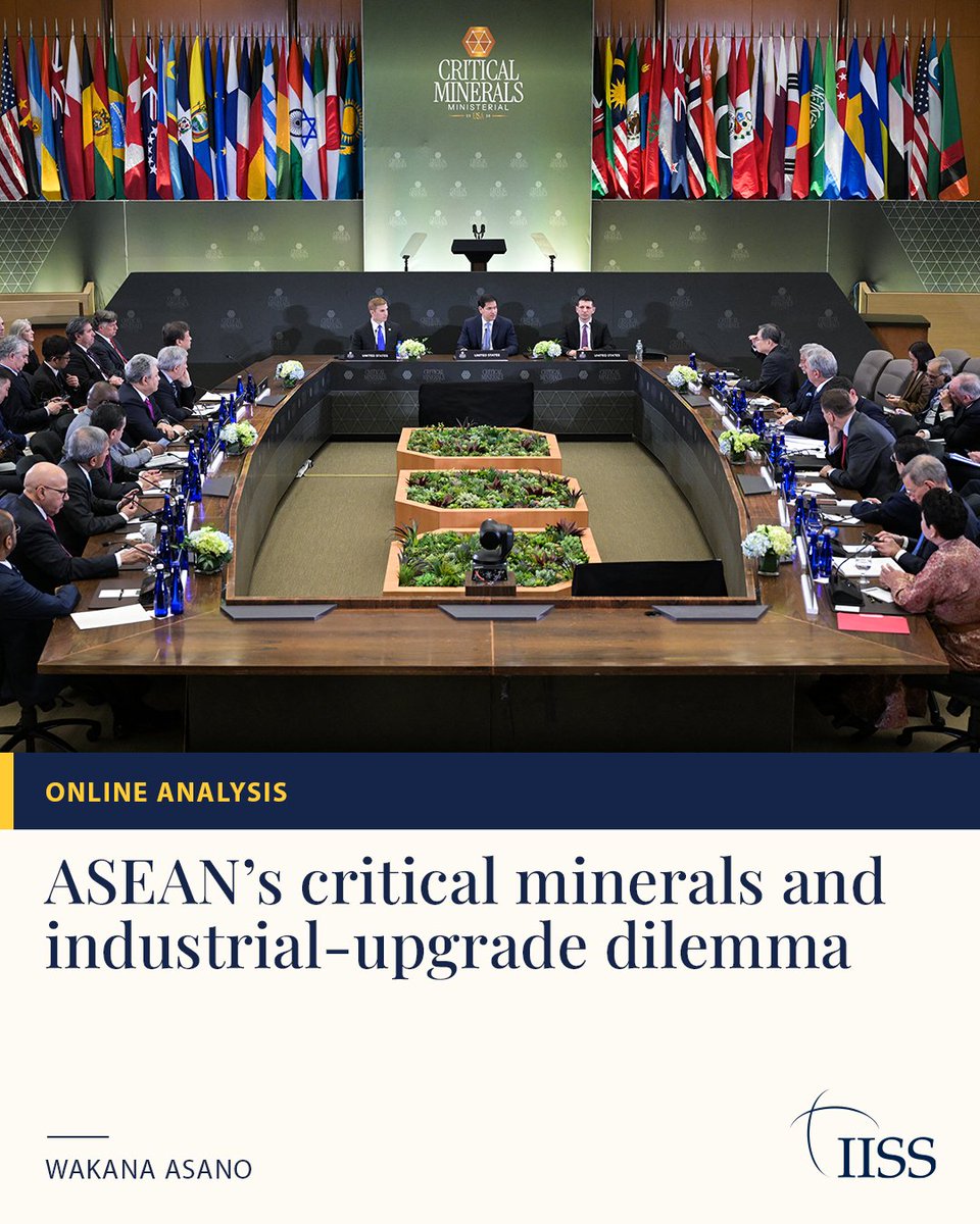IISS_org's tweet photo. ASEAN intends to undergo a strategic pivot to become a high-value manufacturing hub for critical minerals. Financial constraints and external dependencies, however, may make this challenging.

➡️Read the latest analysis by @Wakana_Asano: https://t.co/aYA5qUFhQQ https://t.co/berku4HqhY