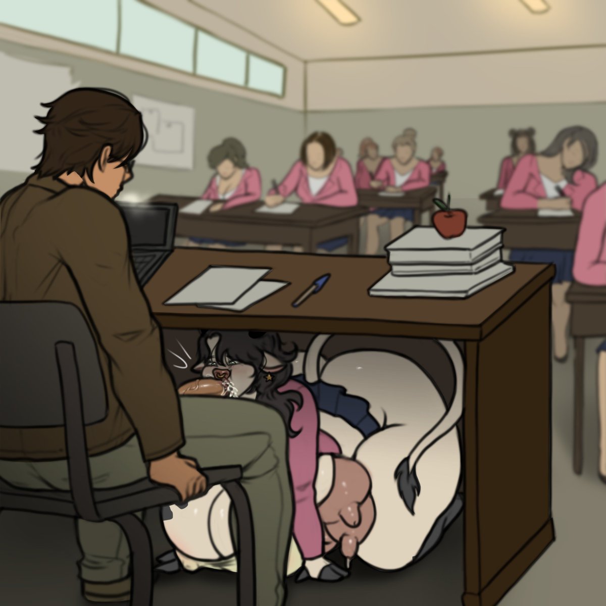 miss_velvet_'s tweet photo. [#Commission]
@Astral_Junimo
ThePantomime  

Lloyd recieved an unexpected visitor in todays class. Who knows how long Bessie had been waiting for him under there~ 😳

 #commissionsopen #CommissionedArt #art #draw #illustration #digitalart #artwork #commissions #comms #digitalpaint #OC