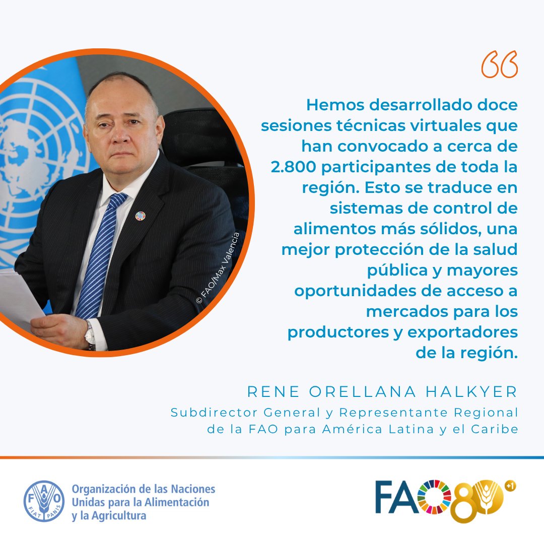 FAOAmericas's tweet photo. 🎙️Rene Orellana Halkyer, Subdirector General y Representante Regional @FAOAmericas, resaltó al Codex Alimentarius como la principal referencia internacional para la protección de la salud de los consumidores y la promoción de prácticas justas en el comercio de alimentos.
#DMIA https://t.co/XsLcV08XIZ