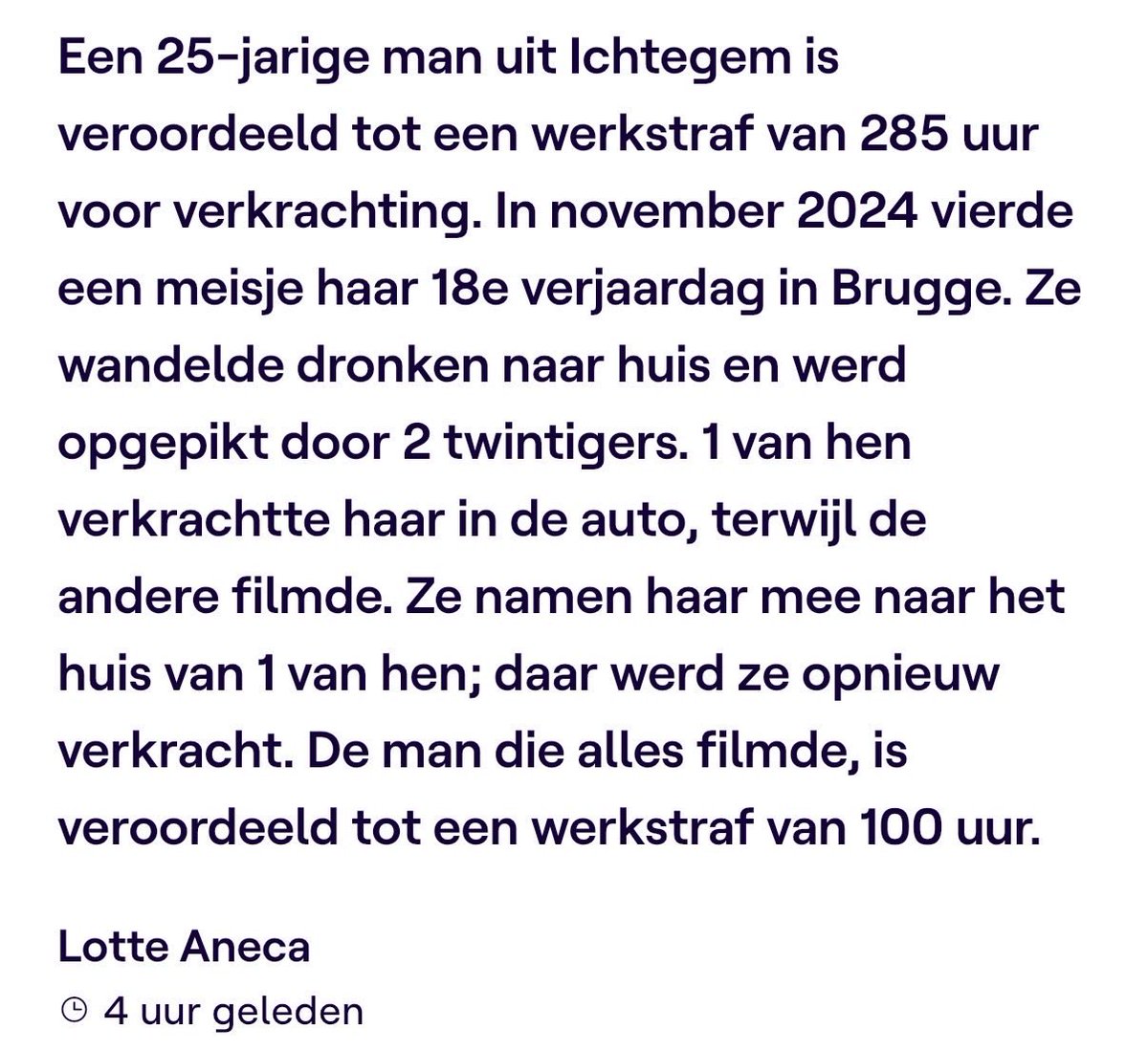 wduyck's tweet photo. Telkens weer opnieuw: Het dédain van justitie voor vrouwen en het complete gebrek aan empathie voor de impact van seksueel geweld. Nefast voor de psychologie van straffeloze daders. Als dit werkelijk de consistente attitude is van justitie moet de wetgever ingrijpen in strafmaten https://t.co/0mCq7TicnF