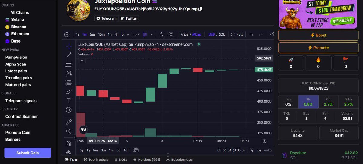 HeartBunk5's tweet photo. 🔥 ATTENTION $JUxT FAM 🔥

This is the time to support the ecosystem.

💎 Buy $JUxT
📈 Trade on Raydium
💰 Stake LP
🎁 Earn Rewards

Every participant helps strengthen the community and drive growth 🚀💎 https://t.co/owA8pICemx