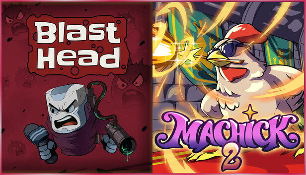 Proteus_on_X's tweet photo. Blast Head is coming to Steam on June 10th! 

We know players of Machick 2 will love its chaotic bullet-heaven action and absurd weapon synergies, so we've teamed up with @Machick_ and @nuntiusgames  to bring you a special Steam bundle 🐔💥

If you own Machick 2 on Steam, you will get an EXTRA 10% discount on Blast Head.