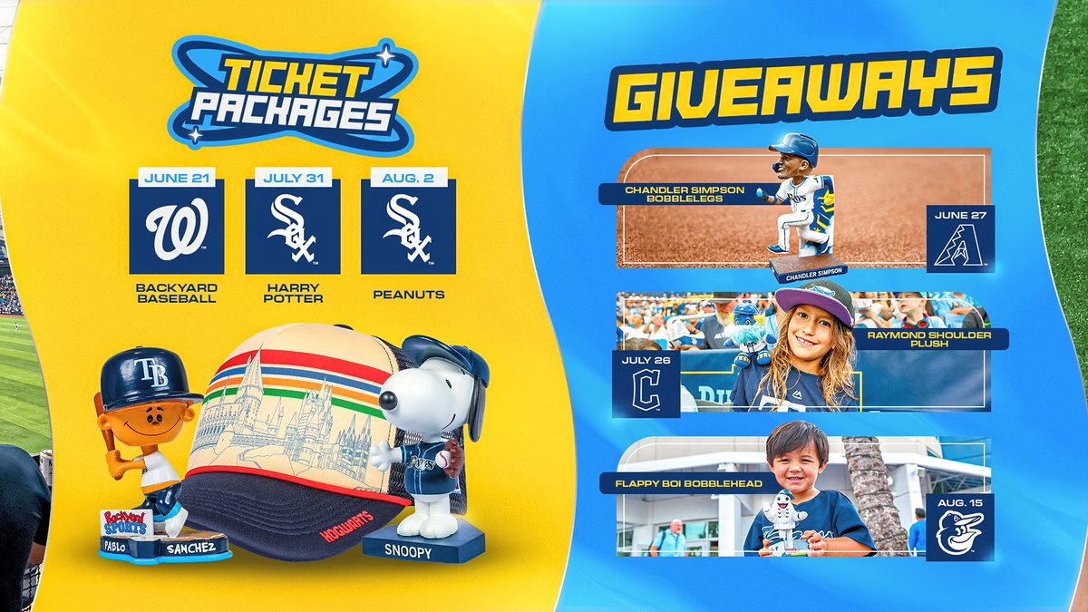 RaysBaseball's tweet photo. Have y’all heard?

You can have the Best Summer Ever, with Summer Family Packs starting at $27/person. That includes tickets, meal, and parking!

☀️: https://t.co/sSNjL1k1iW