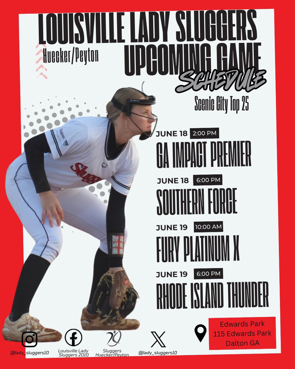 Lady_Sluggers10's tweet photo. 🚨 Summer season starts NOW! 🚨
We're kicking things off at Scenic City Top 25 this weekend, and we'd love for you to stop by and catch us in action!
Can't make it to the field? No problem—follow along live on GameChanger or AthletesGoLive and see what #SluggerNation is about! https://t.co/xsOctvWqWG