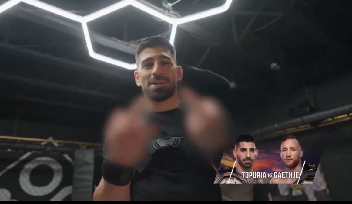concatenarsim's tweet photo. Ilia Topuria respondeu a provocação do Justin Gaethje sobre o divórcio:

“Eu te achava um um cara legal.. mas agora você cruzou a linha e não tem mais o meu respeito.
(…) 
Vou te colocar para dormir na frente de toda a sua família, do seu país, na frente de todo mundo.”

Justin Gaethje tá fodido