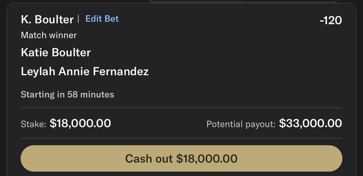 MoneylineMafia_'s tweet photo. Went in $18,000 on Katie Boulter https://t.co/DXeQH0ZSth