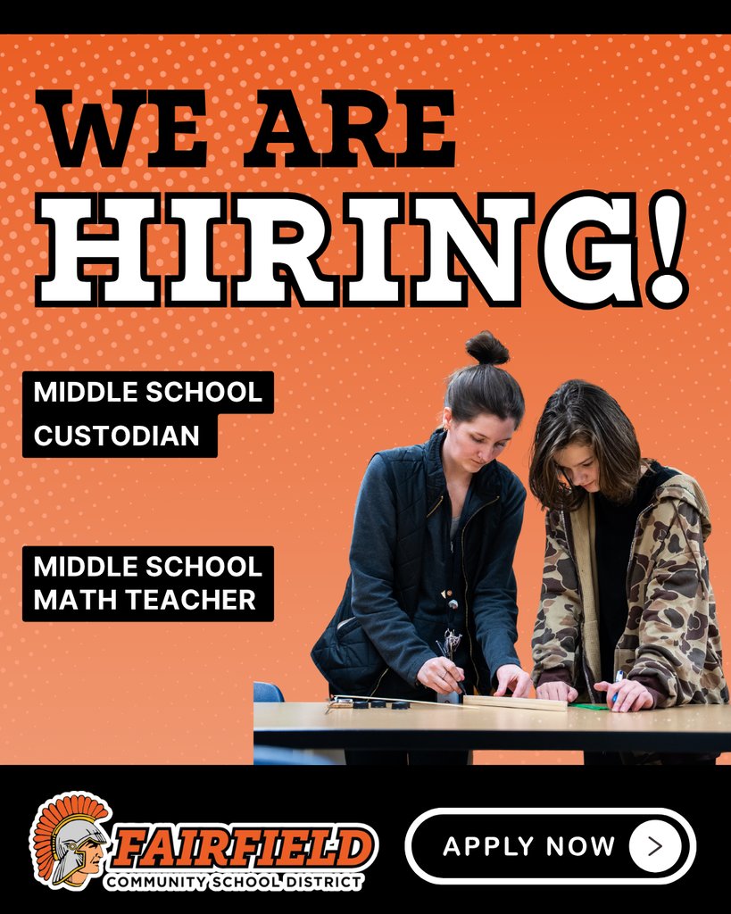 fcsdtrojans's tweet photo. #FCSD is looking for great people to join our team! Current openings include:

✅ Middle School Custodian
✅ Middle School Math Teacher

Learn more &amp; apply: https://t.co/phqdI9I7f8 https://t.co/ItZPn0EBsG