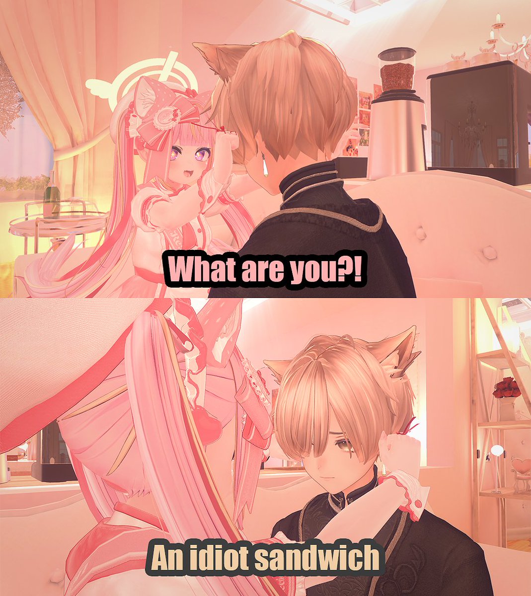 Oyen_VT's tweet photo. "WHAT ARE YOU?" "An idiot sandwich" -
@GordonRamsay meme
Model : @TennyoYui
Photographer: @Oyen_VT
World : Interactive Cafe Doitsu https://t.co/63Jpi2xmIH
#VRC #VRCphotography #VRChat #VRChat_world紹介 #ItalianVtuber #meme #vrcmeme #gordanramsay https://t.co/VnS8vZ68XM