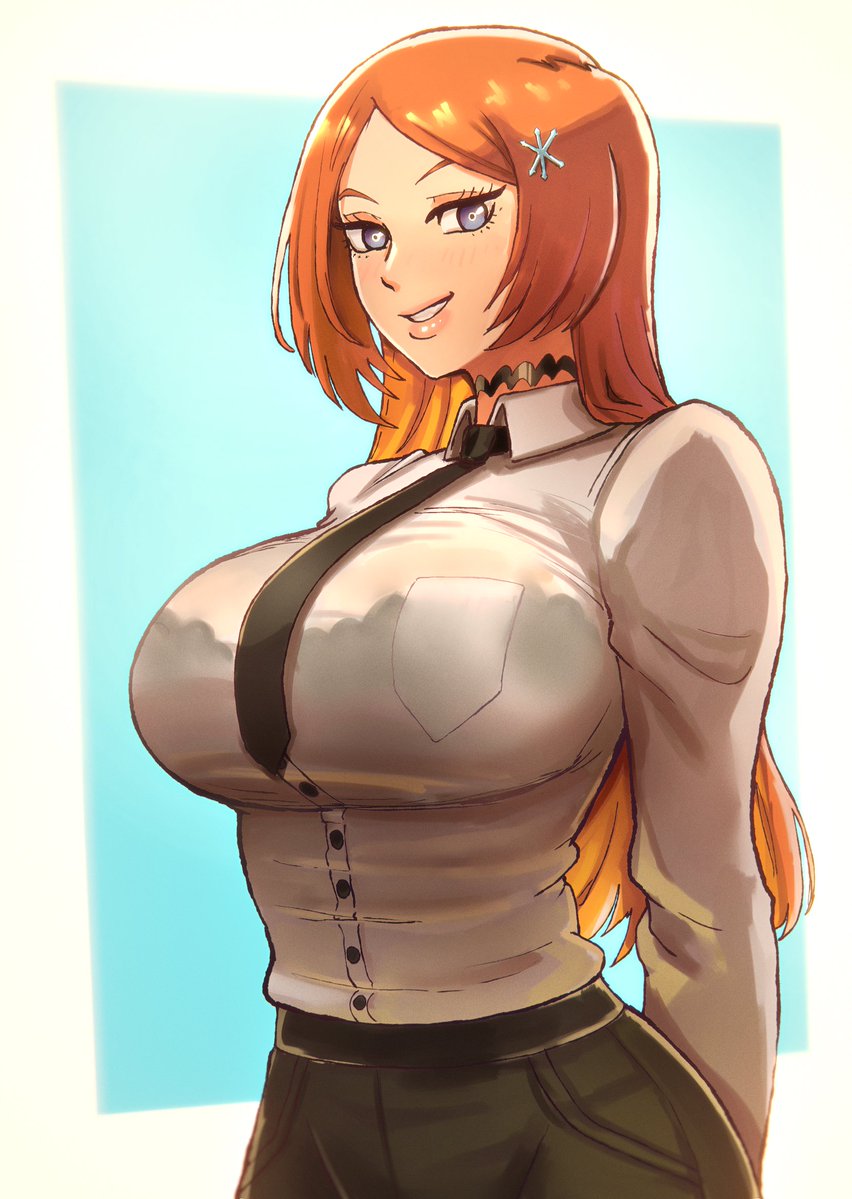 xandredarium22's tweet photo. Orihime in a business outfit/suit https://t.co/YavoUSMIgN