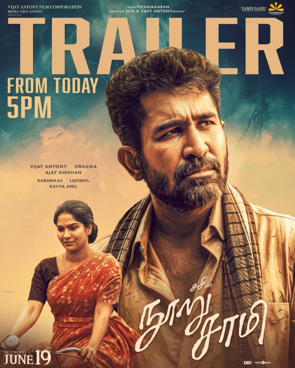 Dhananjayang's tweet photo. #Noorusami strikes Gold. Gem of a film that is so empowering and elevating with a strong message to the society. Dir #Sasi sir is brilliant and comes out with another wonderful film that everyone will be happy to have watched. Kudos sir 🏆 

One the finest films from @vijayantonyfilm . @vijayantony sir in a special role is very endearing & impactful. The film belongs to #Swasika who delivered an Award winning performance. She will be sweeping many recognition for her powerful role. Solid support from #AjayDishan & another boy. #BalajiSakthivel sir #SubramaniaSiva sir, #Bugs @VinodhiniUnoffl & may have done great work.  A must watch film, that’s emotionally connecting, engaging & at the same time entertaining releasing on 19th June. Don’t miss it 👏👌

After a long time I am so happy to have watched a powerful film that will be spoken about for long from Sasi sir 💐