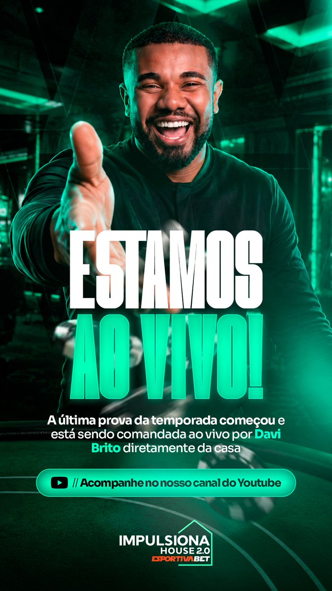 ImpulsionaHouse's tweet photo. 🚨 DAVI BRITO ESTÁ AO VIVO! 👑
@davibritobr 

As cartas estão na mesa e a última Prova do Impulsionado da Semana começou! ♠️♦️

▶️ Acompanhe agora e conte pra gente: pra quem vai sua torcida? 
Link da transmissão na bio. 

#impulsionahouse #davibrito #realityshow #aovivo #retafinal