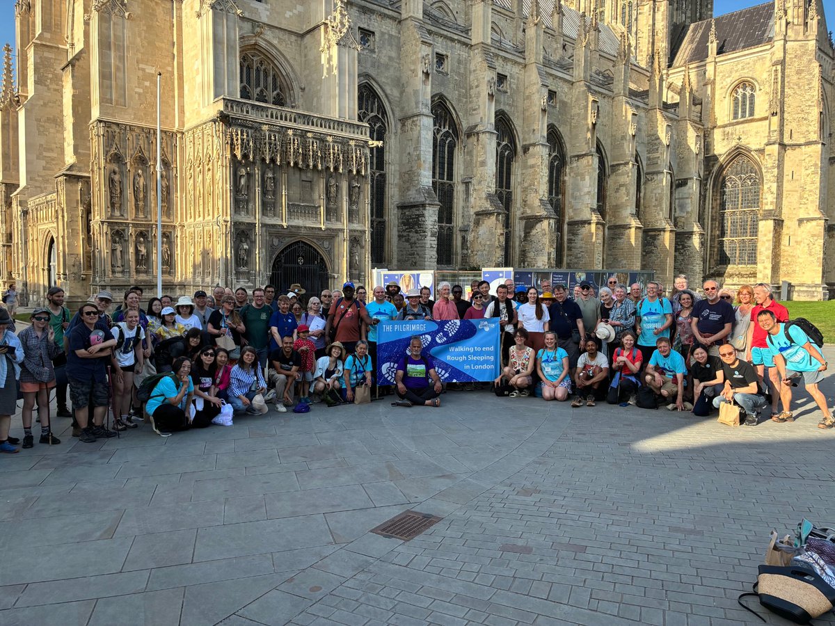 homelesslondon's tweet photo. Two weeks ago, our pilgrims set off from Trafalgar Square and made their way to Canterbury, raising around £30,000 to support people experiencing homelessness.

A thank you to every walker, donor, volunteer and supporter who made this year's Pilgrimage such a success. ❤️ https://t.co/m3majYTp5e