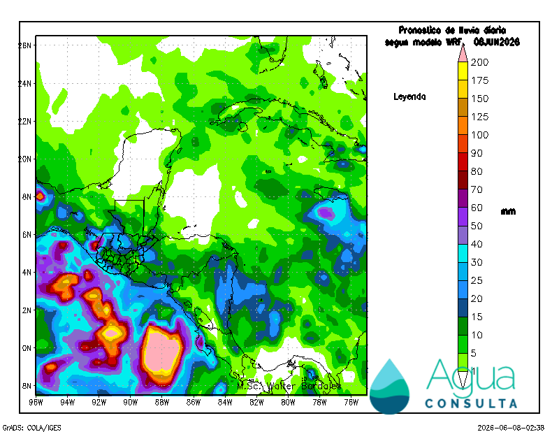 gtClaudio's tweet photo. Se estaría acercando al país como Tormenta tropical Cristina, pronósticos numéricos diarios sugieren que el jueves será el día más lluvioso en Guatemala con acumulados superiores los 200 mm #climagt

Crecidas de ríos y oleaje alto 🌊

Así luce el pronóstico regional de lluvia🧐 https://t.co/Xkma9TZ50F