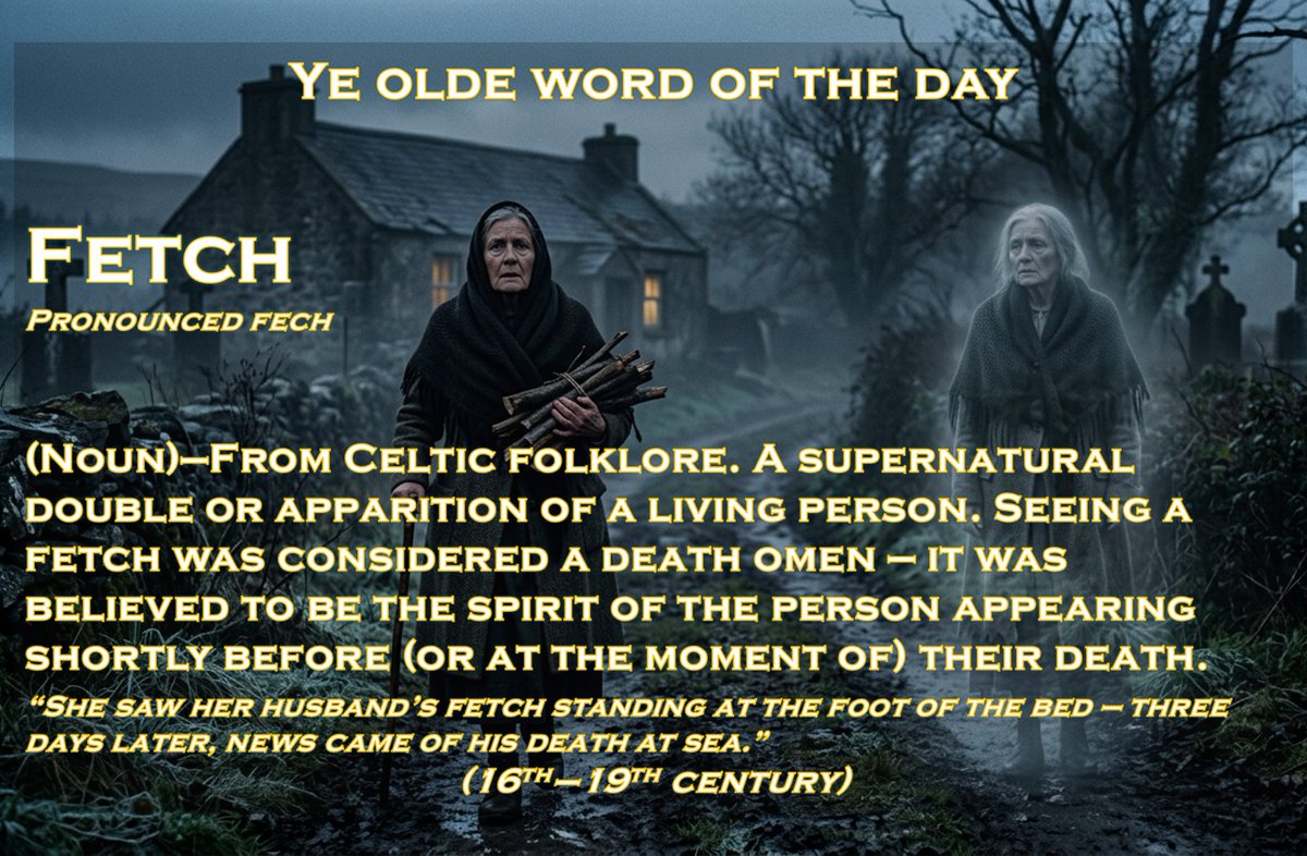 deanpb_author's tweet photo. Bringing old words back to life.    

Ye olde word of the day - Fetch   

Such a strange earlier meaning of a commonplace word now.   

#booktok #OldWordOfTheDay #OldWords #WordOfTheDay https://t.co/r85BgiDv40