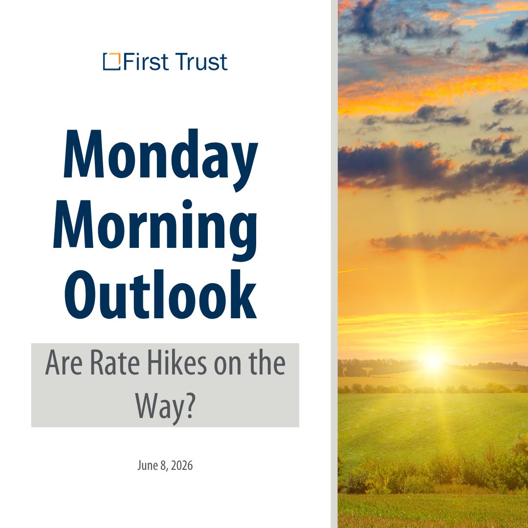 ftportfolios's tweet photo. Monday Morning Outlook | June 8, 2026

Are rate hikes really on the way?
 📊 Payroll growth surprised to the upside
 ⛽Energy prices continue influencing inflation
 📉Other inflation measures remain far more moderate

Latest outlook: https://t.co/AaKaZe6SYl

#firsttrust #Markets #Macro #Investing #FederalReserve