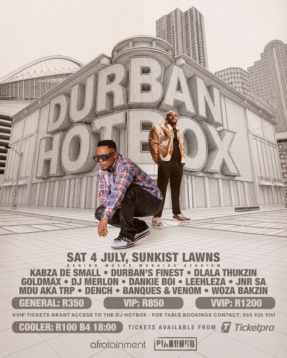 DJTira's tweet photo. Durban HotBox full line up 🏆

#DurbanHotBox
#DurbanJulyWeekend

https://t.co/5HbAFtrkH8 https://t.co/AQIlx6Zj6C