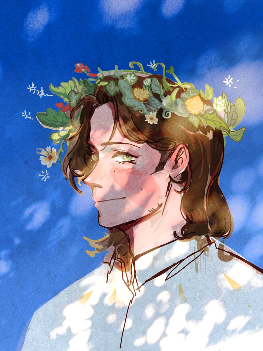 parklesS_'s tweet photo. ok.... 옛날 그림 리터치 #samwinchester #sastiel flower crown made by grace 그림자를 넣어봤습니다 https://t.co/7e1cAuMXXf