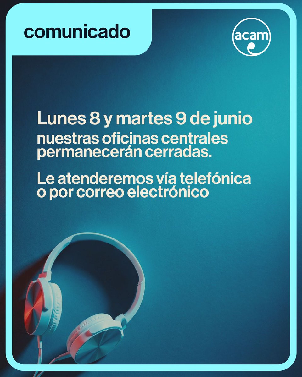 acamcostarica's tweet photo. Este lunes 8 y martes 9 de junio nuestras oficinas centrales estarán cerradas.
Para ser atendido por favor comuníquese a los teléfonos 4404-5723 / 4404-5724.
También le ofrecemos el Whatsapp 7203-0122. https://t.co/chkh0Iu360