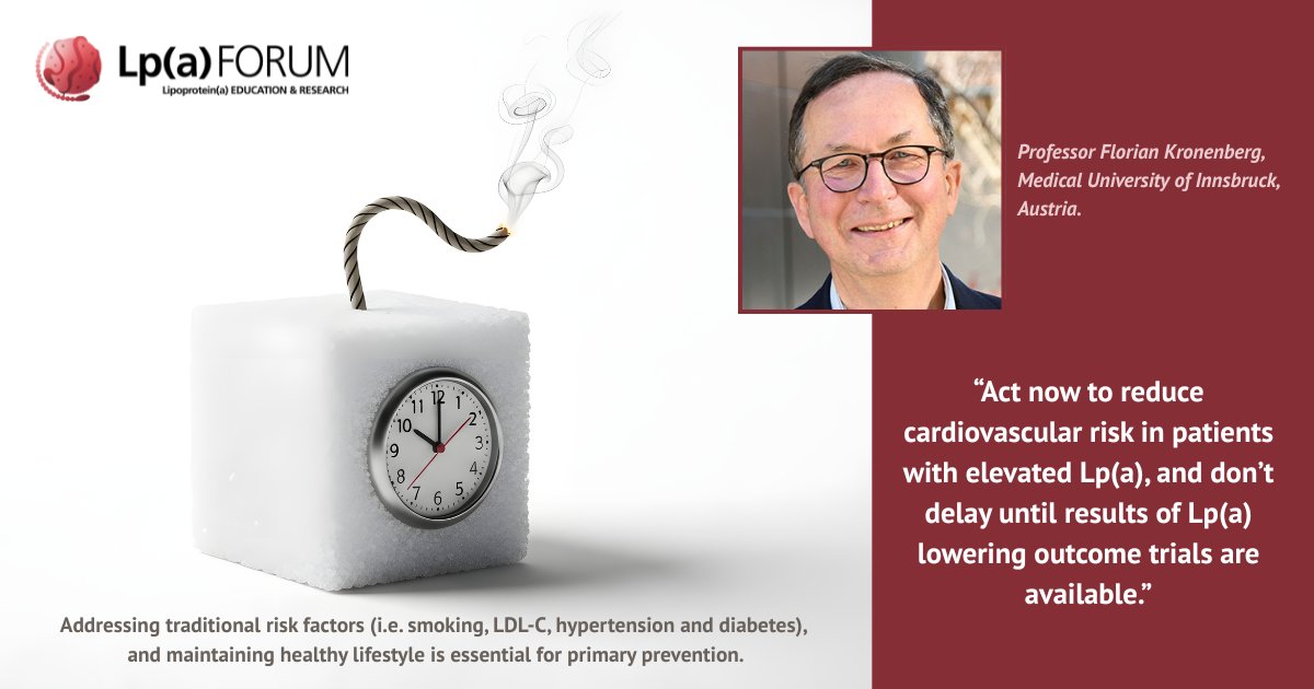 LpaForum's tweet photo. "Act now" on #elevatedLpa says Prof. Florian Kronenberg at #EAS2026. Don’t wait for Phase 3 outcomes trials—measure Lp(a) and aggressively manage LDL-C, blood pressure, smoking and diet to reduce #CVrisk. Read more>>  https://t.co/OSOXLzZeXu
#PreventiveCardiology @KronenbergLab https://t.co/DVY6CqqgYL