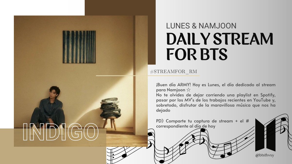 btsthvsy's tweet photo. 🌅 | Recordatorio diario ♡
↳ apoyemos con el stream para los chicos 🙌 @BTS_twt 💜 🎧
#BTSARMY
#StreamFor_RM https://t.co/YLOyvutB98