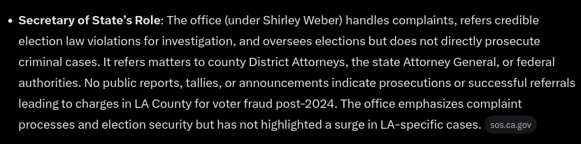 BeckyJohnson222's tweet photo. There have been ZERO PROSECUTIONS for voter fraud in Los Angeles County since 2024. So if voter fraud it happening, they are ALL getting away with it!
#VoterFraud #LosAngeles #California #Pratt #Raman #Bass https://t.co/ctTSJIqiWe