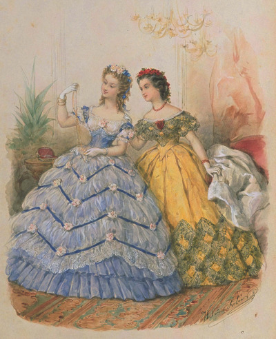 wikivictorian's tweet photo. Fashion plate from La Mode Illustrée, 1863. https://t.co/uFgbhtxYBr