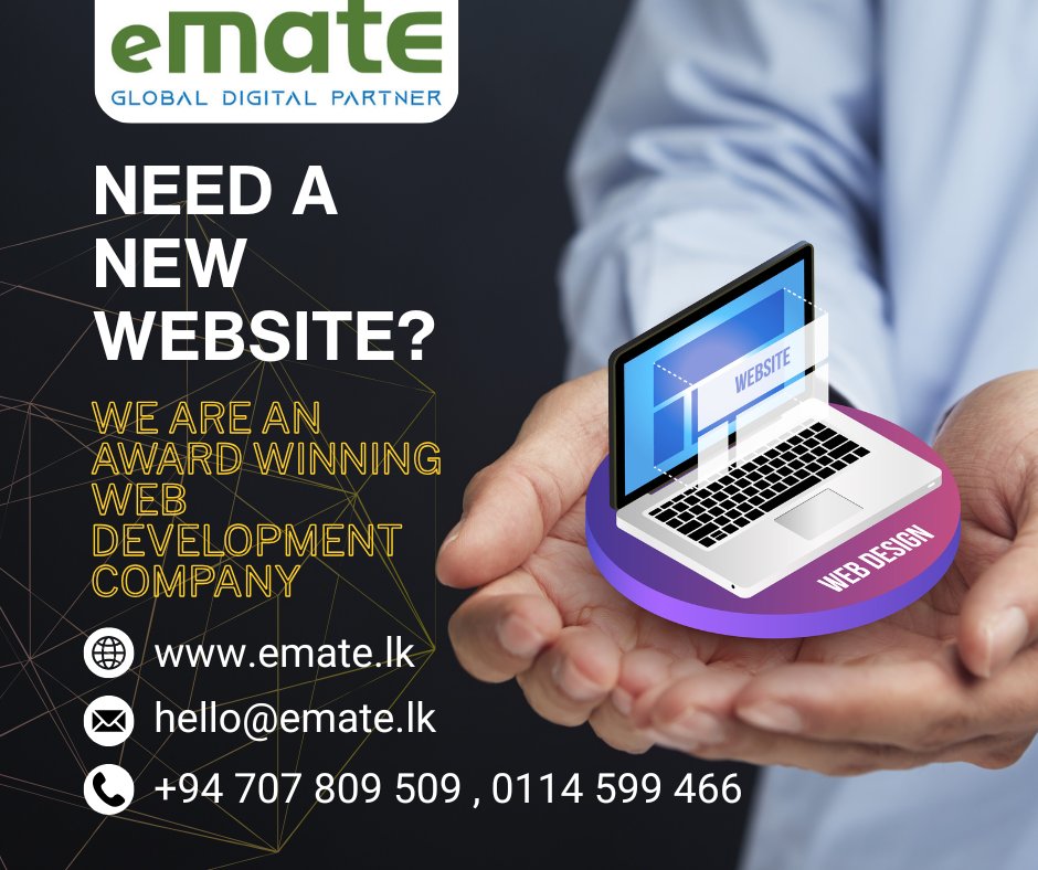 ematetech's tweet photo. 📷 Need a New Website for Your Business?
Your website is often the first impression customers have of your brand. Make it count with a professional, modern, and results-driven website developed by Emate Technologies – an award-winning web development company in Sri Lanka. https://t.co/32rtOlOWle