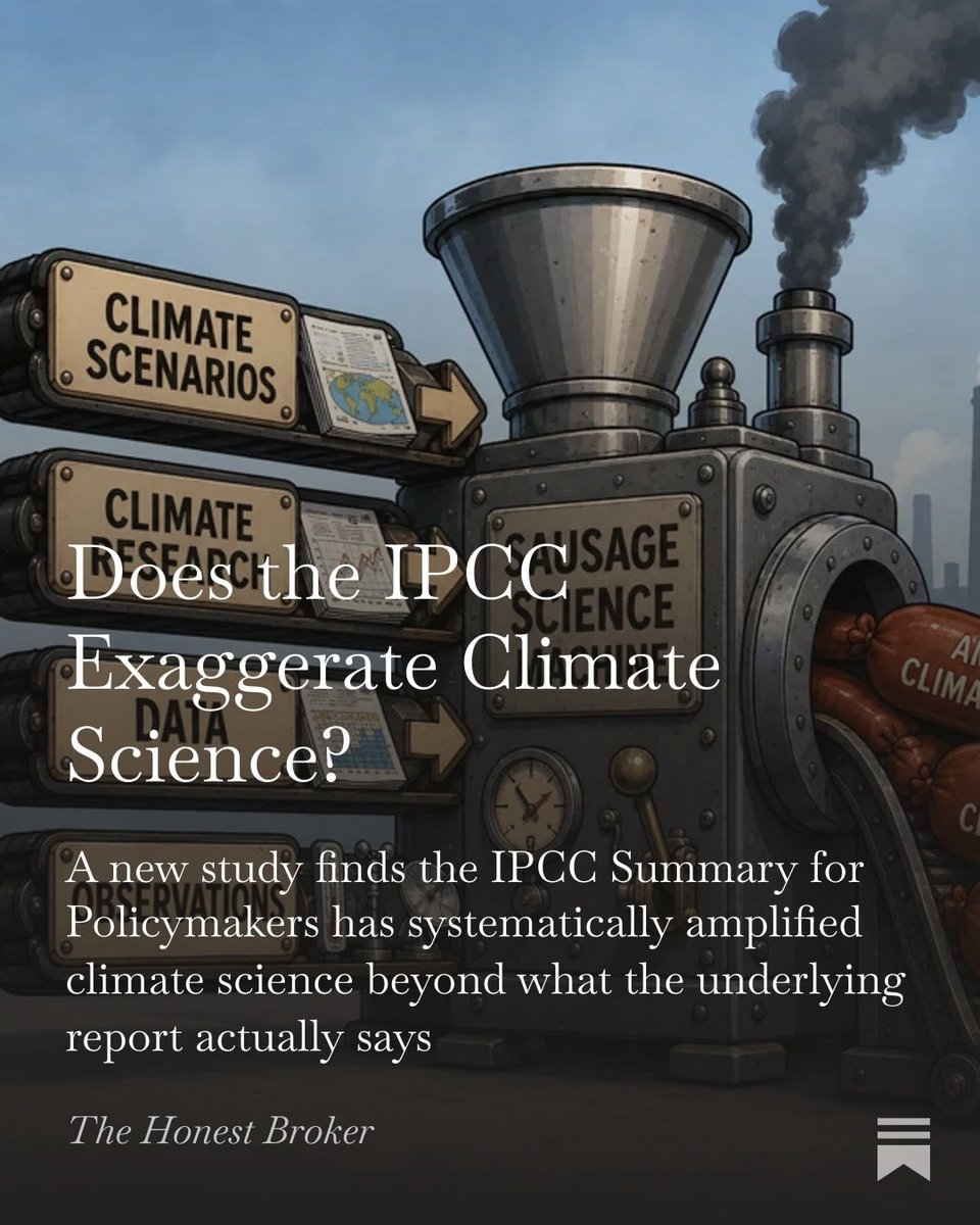 RogerPielkeJr's tweet photo. Does the IPCC Exaggerate Climate Science?
A new study finds the IPCC Summary for Policymakers has systematically amplified climate science beyond what the underlying report actually says

Link in reply https://t.co/1exPPFrL5y