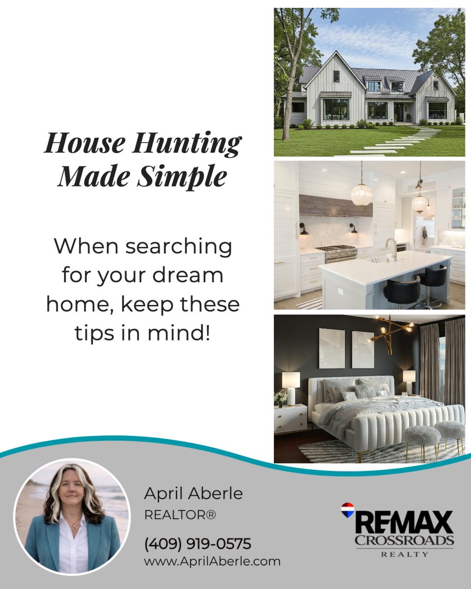 AprilAberle's tweet photo. 🔑 Smart house hunting starts with the essentials.

1️⃣ Prioritize needed bedrooms/bathrooms
2️⃣ Think long-term
3️⃣ Don’t overlook the basics for “wow” features
4️⃣ Be realistic about repairs &amp; flaws

Stay focused on what matters most. 🏡

#realtor #realestateagent #remax https://t.co/szNMO0yGkK