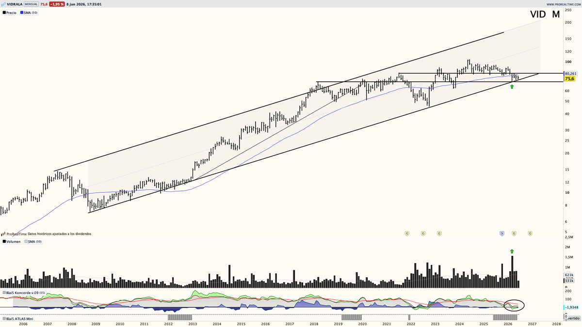 Saul_Investings's tweet photo. $VID gráfico mensual. 

En base de canal alcista iniciado en 2009. 

Volumen + manos débiles sobrevendidas. 

Si fuese inversor largo plazo me fijaría en este valor. https://t.co/Muj40psQWP