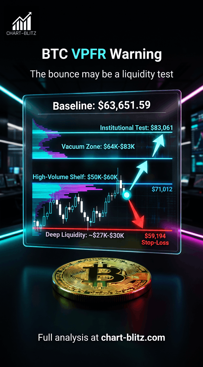 chartblitz's tweet photo. BTC bounced from $59K to $64K. Retail calls it a bottom. A former bank trader asks: why is price still below $83,061? Weekly lower highs remain. $97,922 is the higher-quality confirmation zone. . Full chart breakdown: https://t.co/rgzjnBKIFz#BTC #Bitcoin #SRFlip https://t.co/4Mj11ZGKJS