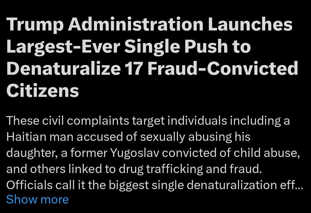 WeWillBeFree24's tweet photo. The Trump administration announces its largest, unprecedented denaturalization campaign. 

The actual campaign: https://t.co/O1VvriIv7y