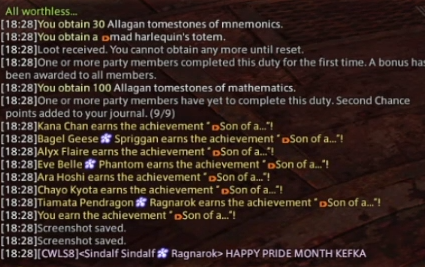 Sindalf's tweet photo. "Party Finder" clears Dancing Mad (Ultimate) at 9:28amPST. https://t.co/IRUsNSuwtg