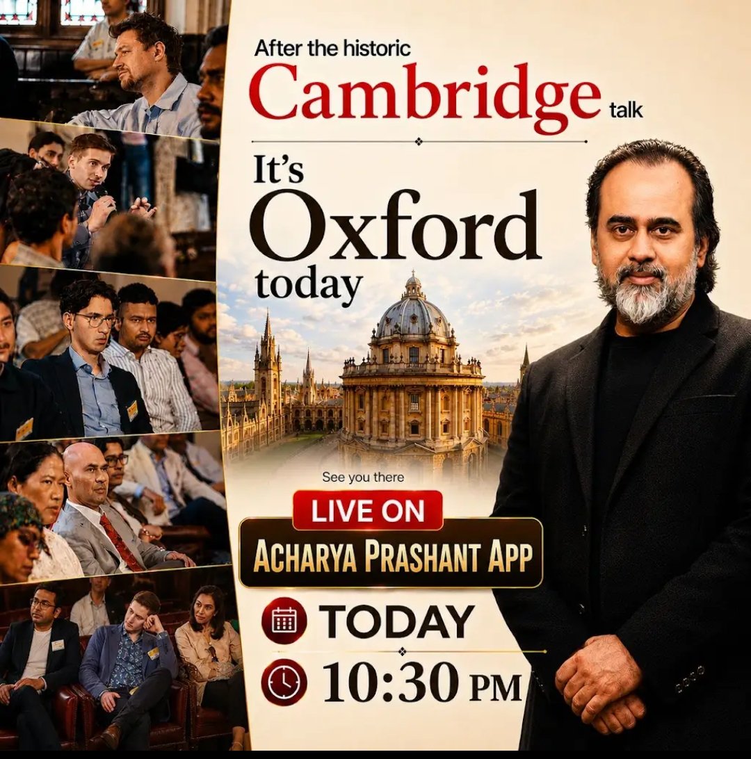 knowledgeT25547's tweet photo. Oxford has hosted scientists, philosophers, and Nobel laureates.

Today it hosts a man asking a more fundamental question:

"Who is the one seeking knowledge?"

#AcharyaPrashant #OxfordUniversity https://t.co/71OPX5CTEe