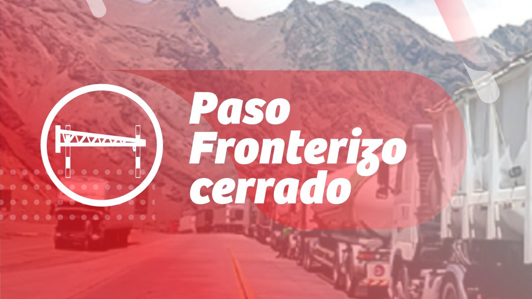 TTIValparaiso's tweet photo. Atención: #PasoFronterizo #LosLibertadores permanecerá CERRADO para el tránsito de todo tipo de vehículos y en ambos sentidos a partir de 18:00 hrs de hoy lunes 08/07, por nevadas pronosticadas en la alta cordillera.
Su reapertura será informada oportunamente https://t.co/N1U09dOJ1X